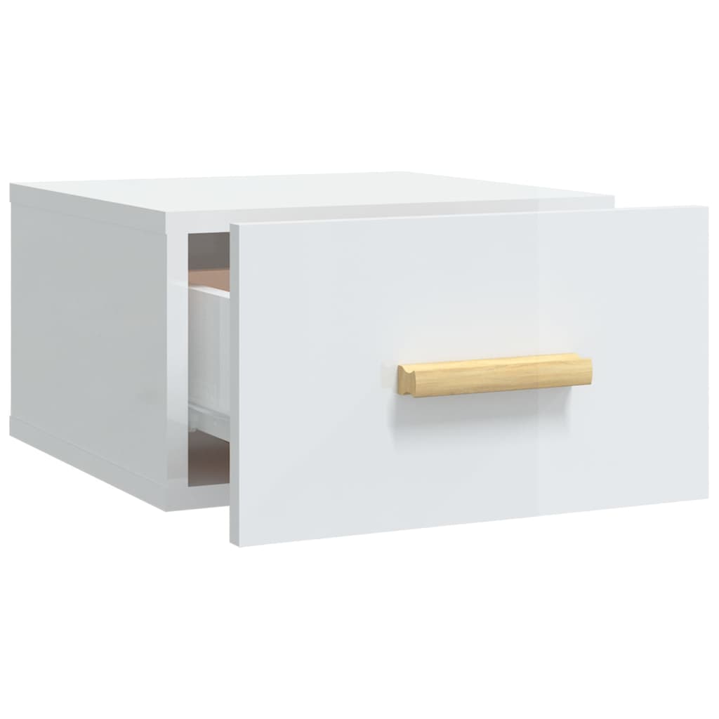 Wand-Nachttische 2 Stk. Hochglanz-Weiss 35x35x20 cm